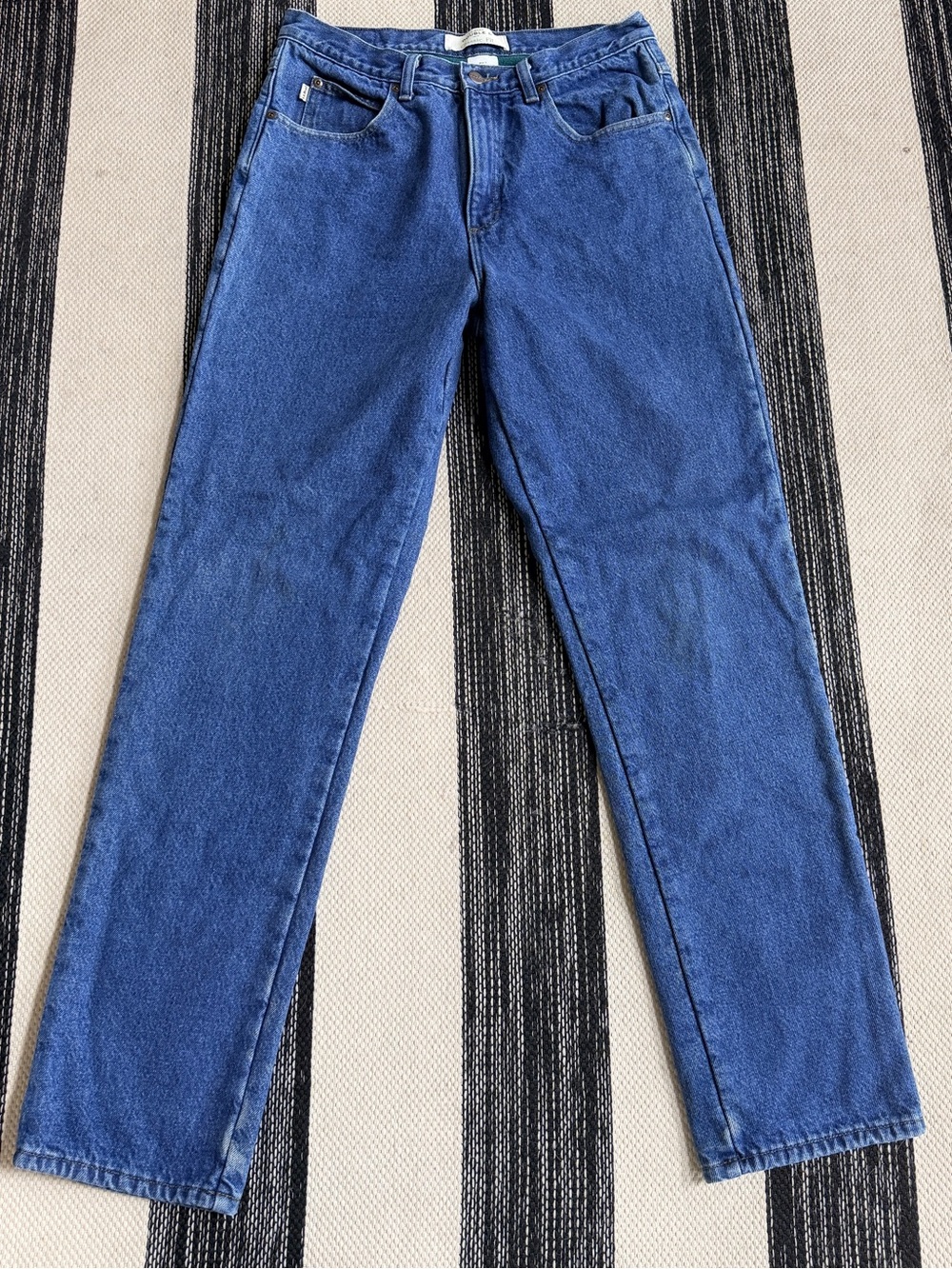 L. L. Bean Women's Blue Straight-Leg Jeans With Green Fleece Lining Size 10